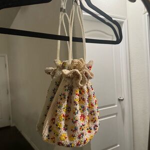 70s Beaded Drawstring Bag